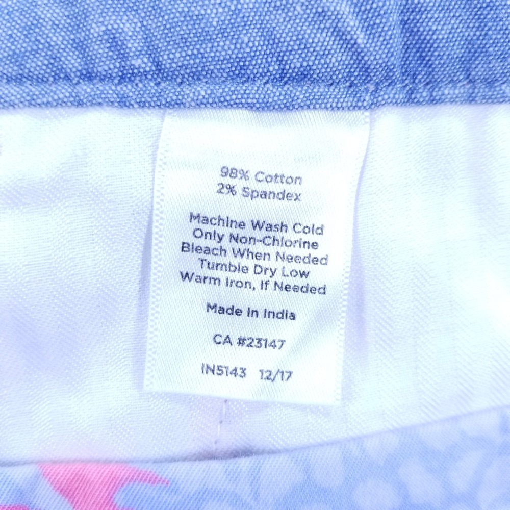 Talbots Womens Shorts Size 2 Pink Blue‎ Fish Print Scalloped Hem Chino - Picture 9 of 9